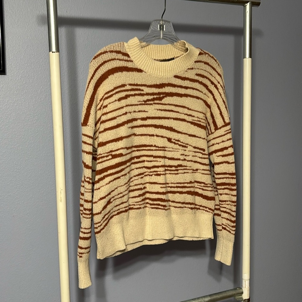 SI3NNA off White and Brown Striped Sweater, Size Small
